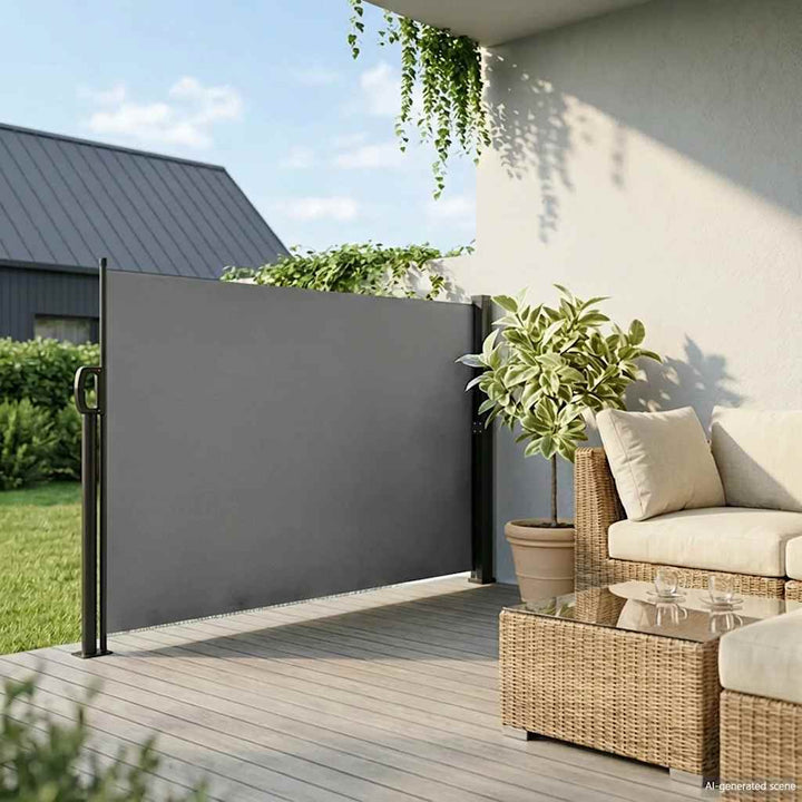 sidemarkise 160x500 cm sammenrullelig antracitgrå