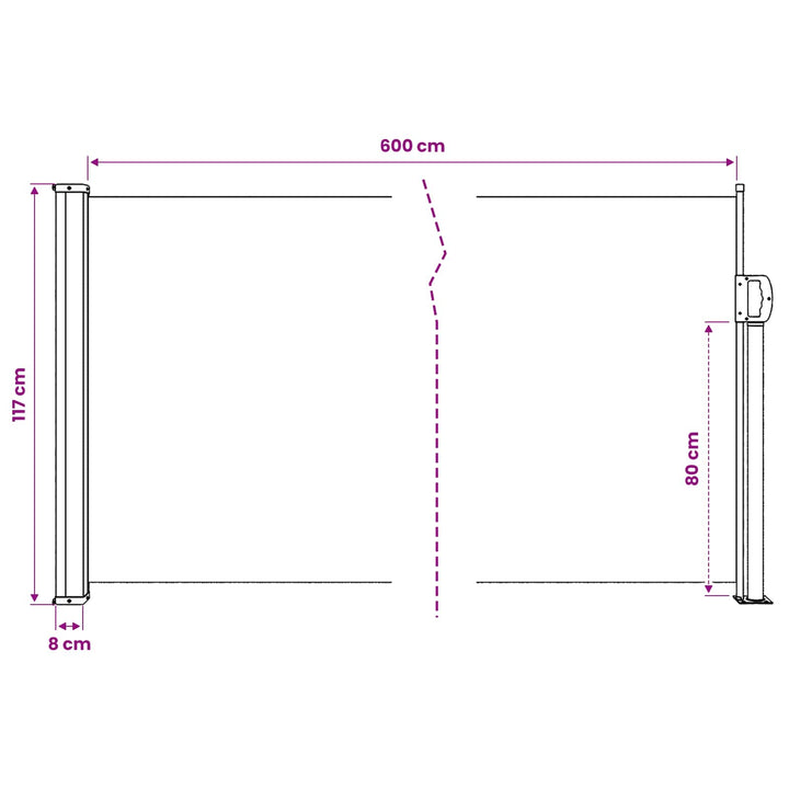 sammenrullelig sidemarkise 120 x 600 cm gråbrun