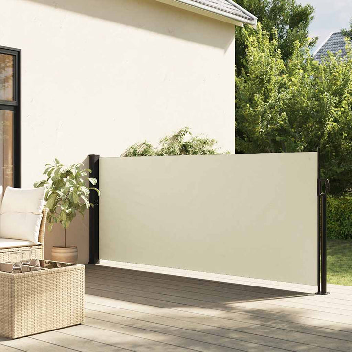 sammenrullelig sidemarkise 140x600 cm cremefarvet