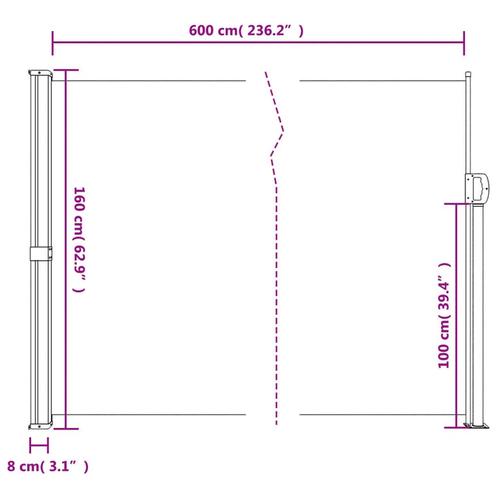 sammenrullelig sidemarkise 160 x 600 cm blå