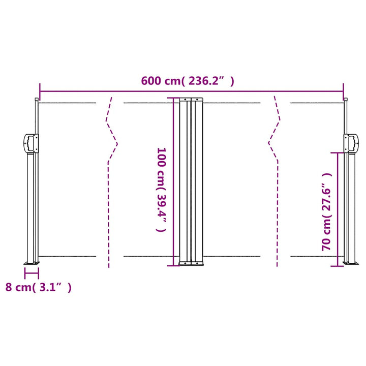 sammenrullelig sidemarkise 100 x 600 cm cremefarvet