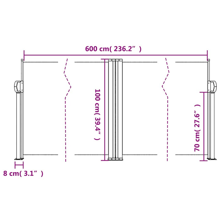 sammenrullelig sidemarkise 100 x 600 cm blå