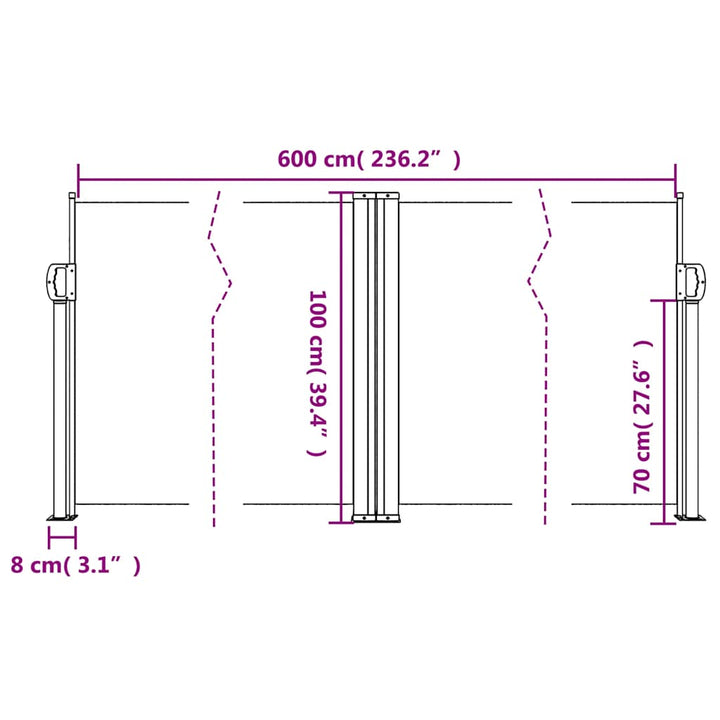 sammenrullelig sidemarkise 100 x 600 cm rød