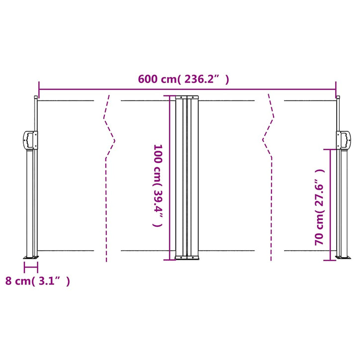 sammenrullelig sidemarkise 100x600 cm beige