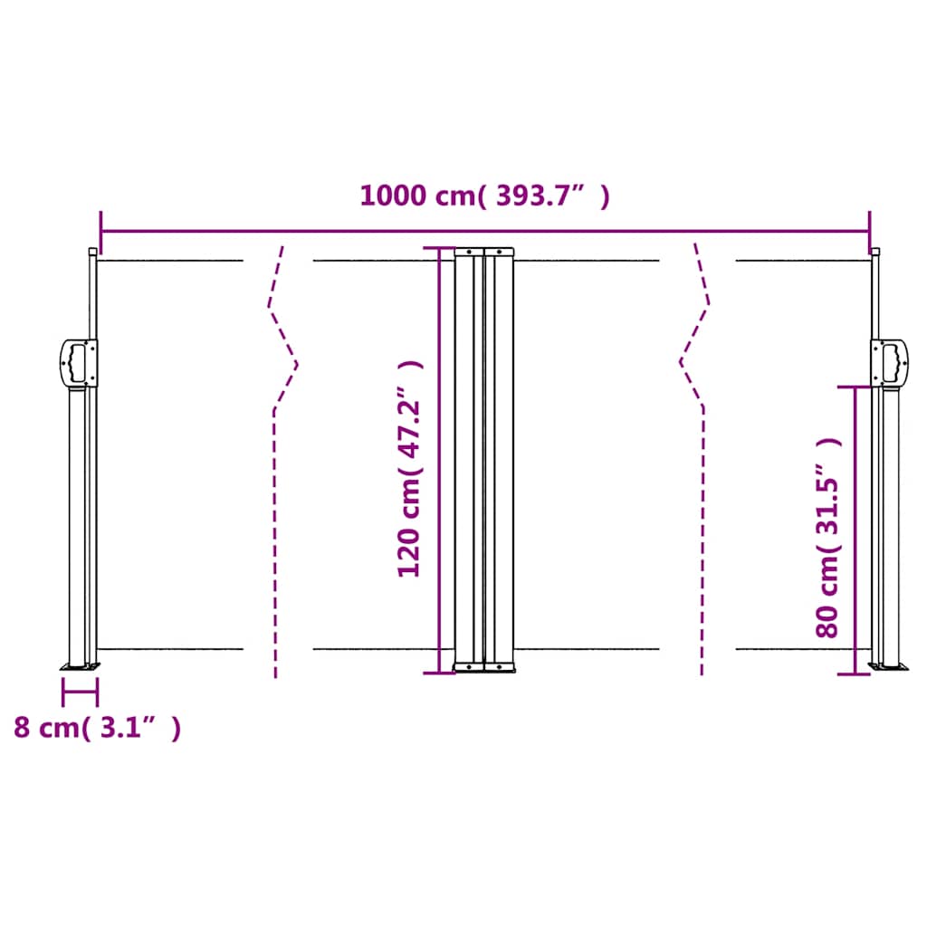 sammenrullelig sidemarkise 120 x 1000 cm blå
