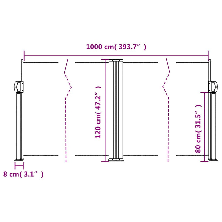 sammenrullelig sidemarkise 120x1000 cm terrakottafarvet