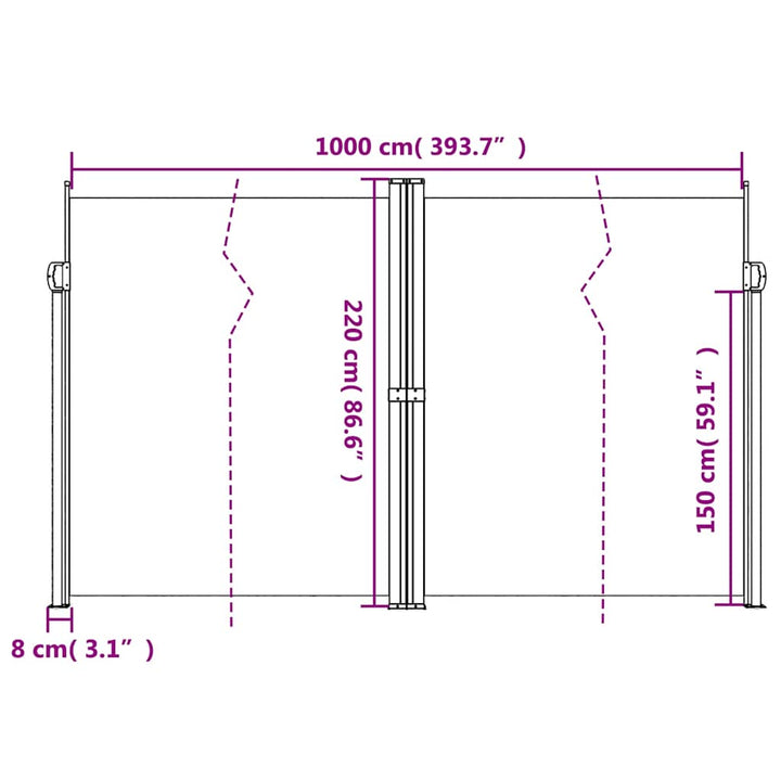sammenrullelig sidemarkise 220x1000 cm antracitgrå