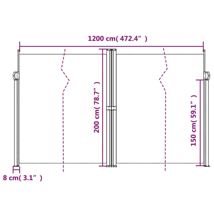 sammenrullelig sidemarkise 200x1200 cm brun
