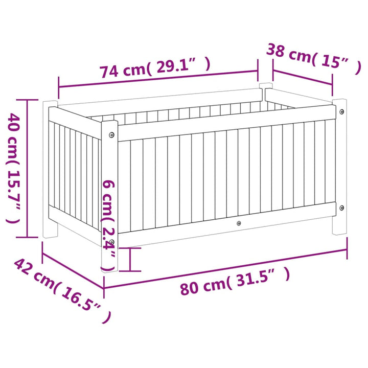 plantekasse med for 80x42x40 cm massivt akacietræ