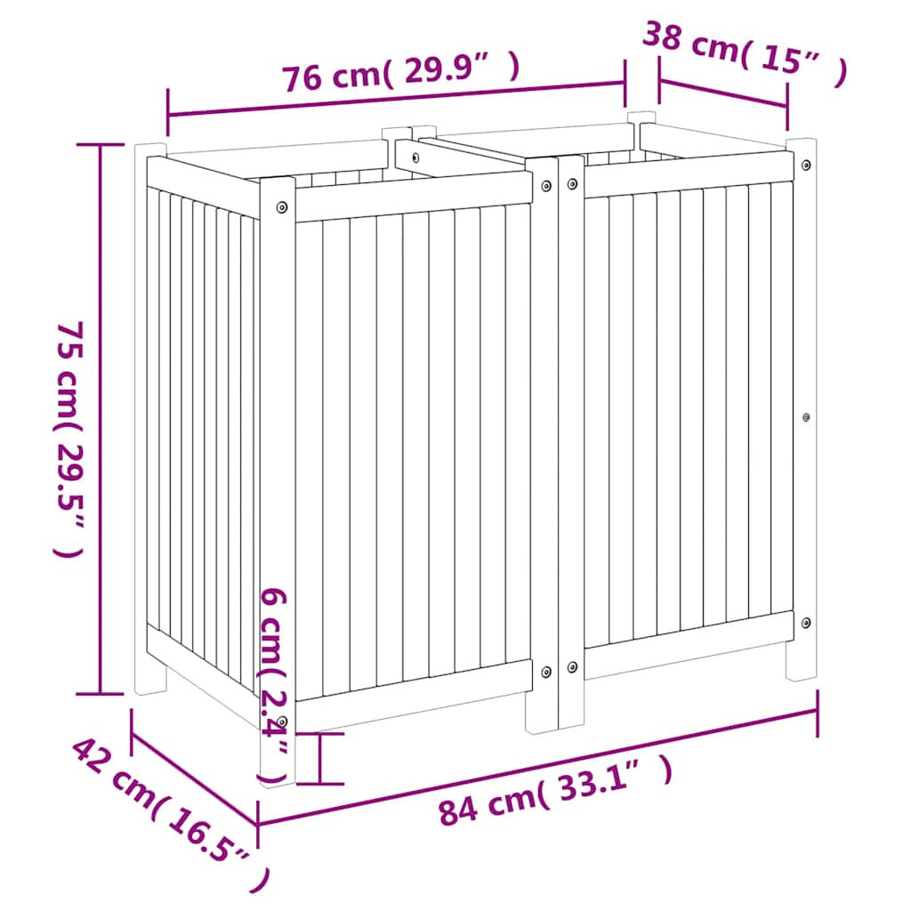 plantekasse med for 84x42x75 cm massivt akacietræ