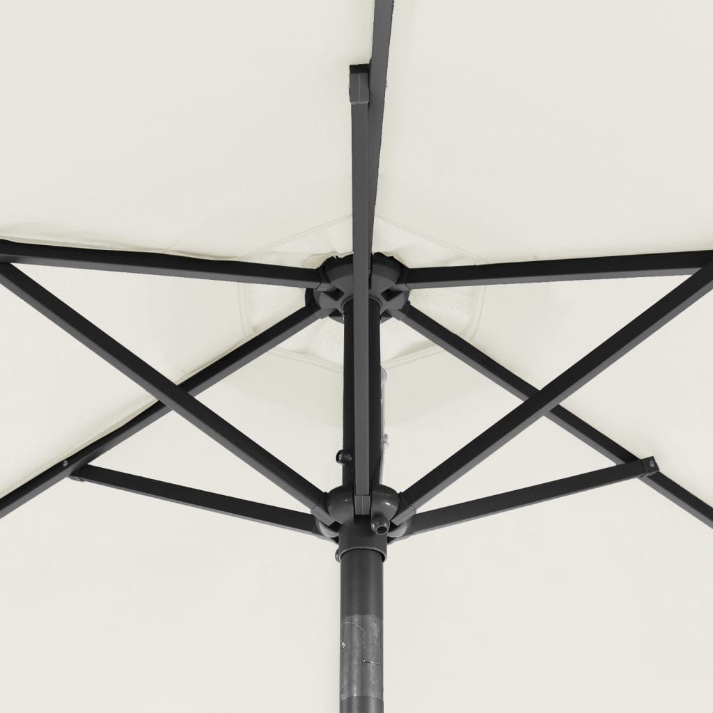 parasol med LED-lys og stålstang 225x225x212 cm hvid