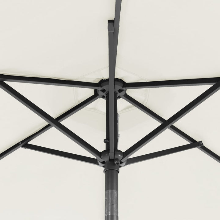 parasol med LED-lys og stålstang 225x225x212 cm hvid