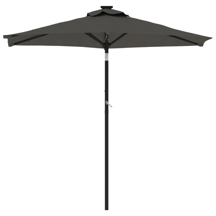 parasol med LED-lys og stålstang 225x225x212 cm antracitgrå