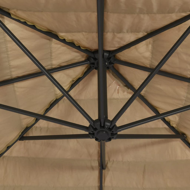 haveparasol med stålstang 290x290x238 cm brun