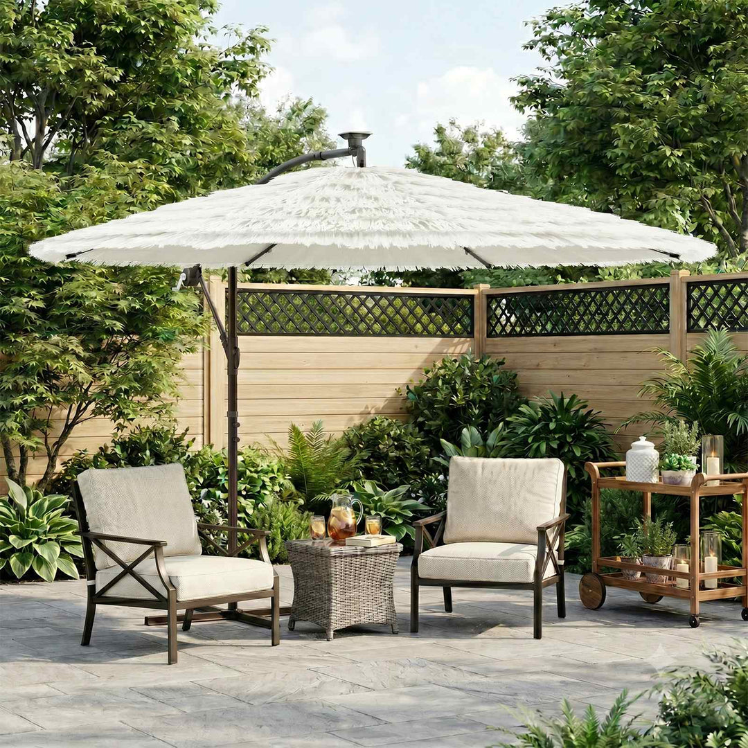 haveparasol med stålstang 290x290x238 cm hvid