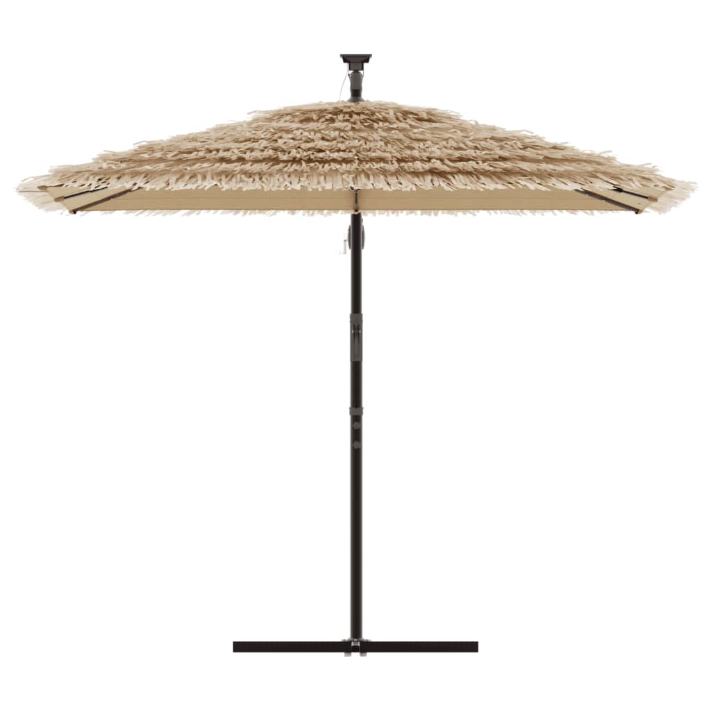 haveparasol med LED-lys og stålstang 246x246x230 cm brun