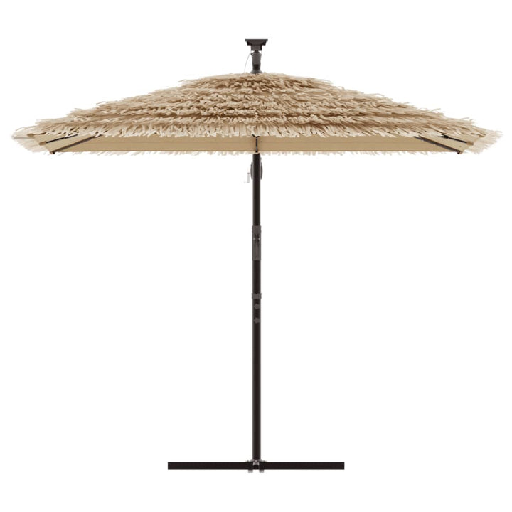 haveparasol med LED-lys og stålstang 246x246x230 cm brun