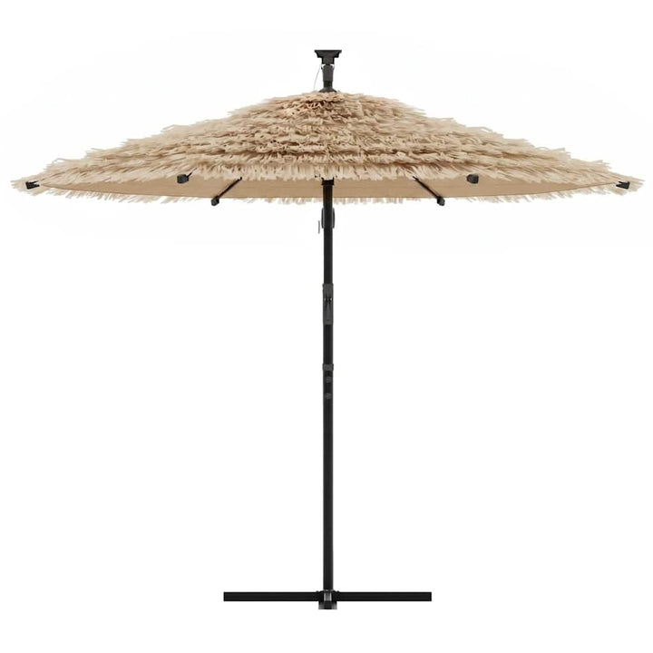 haveparasol med LED-lys og stålstang 246x246x230 cm brun