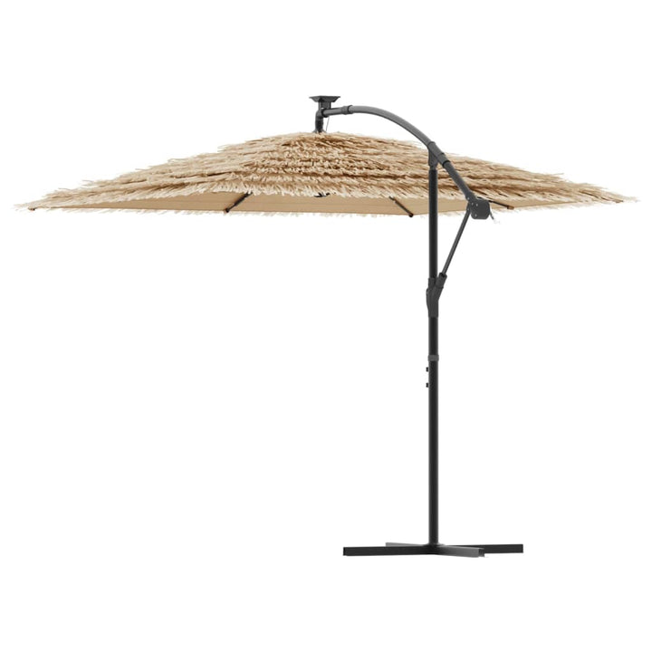haveparasol med LED-lys og stålstang 246x246x230 cm brun