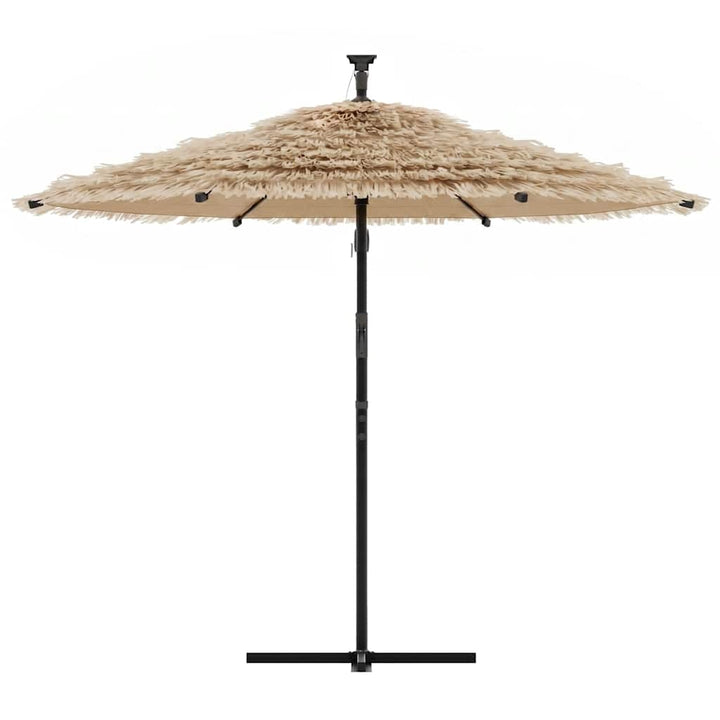 haveparasol med LED-lys og stålstang 269x269x235 cm brun