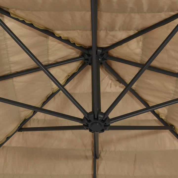 haveparasol med stålstang 268x268x226 cm brun