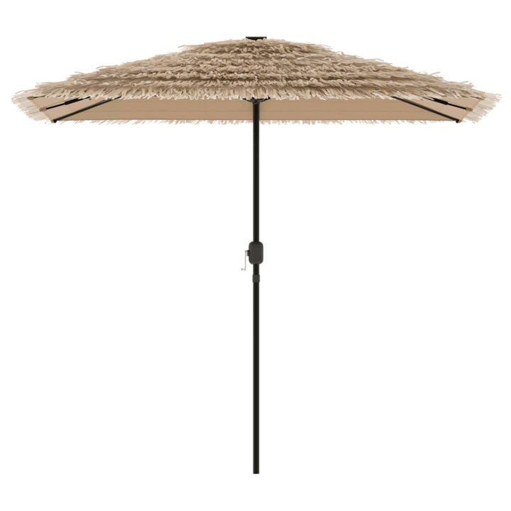 haveparasol med LED-lys og stålstang 248x248x248 cm brun