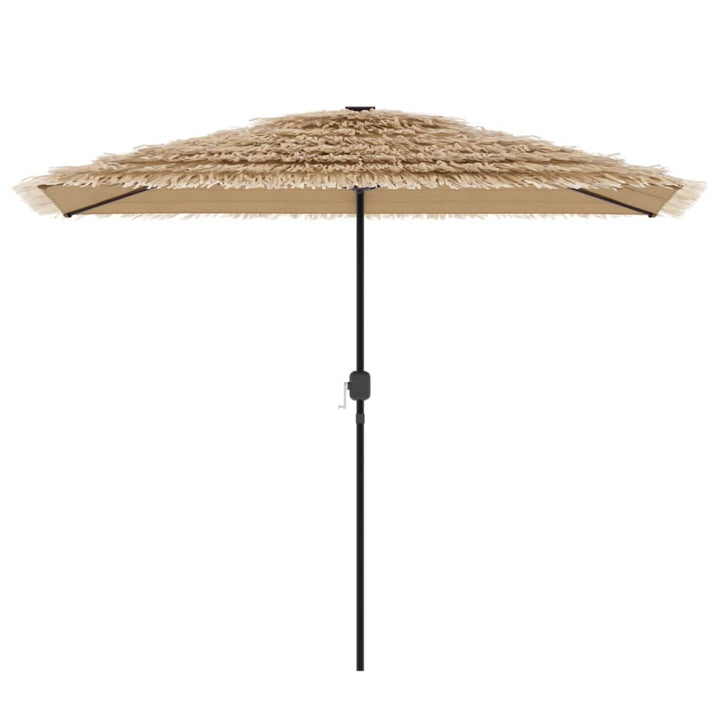 haveparasol med LED-lys og stålstang 300x200x250 cm brun