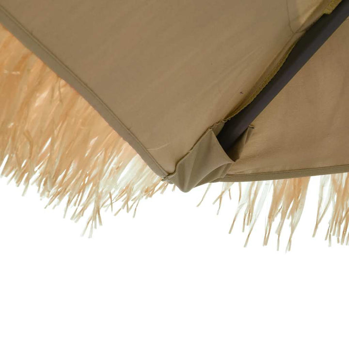 haveparasol med LED-lys og stålstang 288x288x225 cm brun