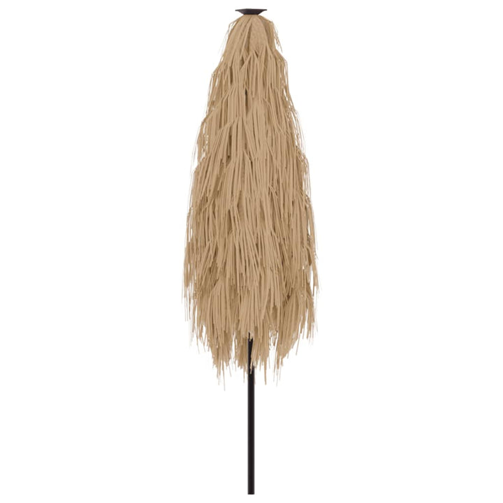 haveparasol med LED-lys og stålstang 388x388x248 cm brun
