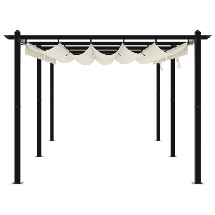 pavillon med sammenrulleligt tag 3x6 m aluminium cremefarvet