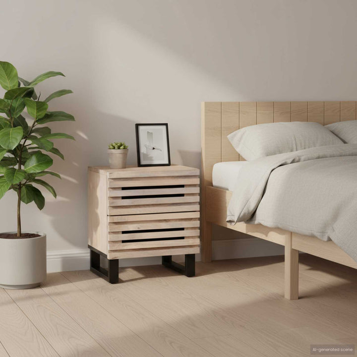 sengeborde 2 stk. 40x34x46 cm massivt bleget mangotræ