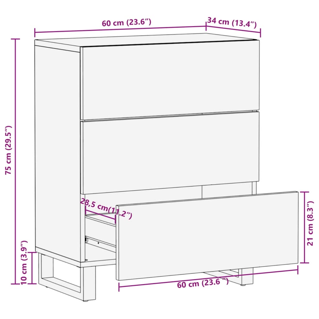 skænk 60x34x75 cm massivt ru mangotræ