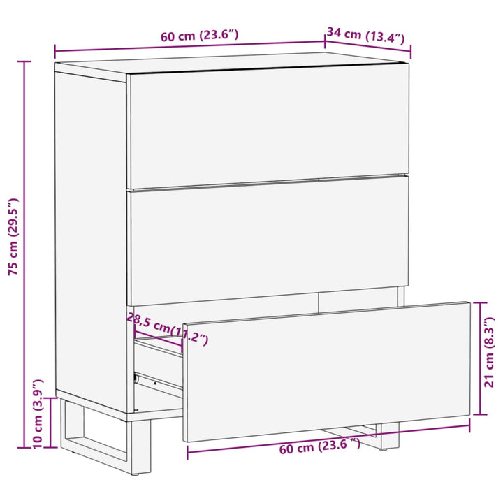 skænk 60x34x75 cm massivt ru mangotræ