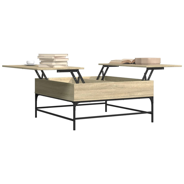 sofabord 95x95x45 cm konstrueret træ og metal sonoma-eg