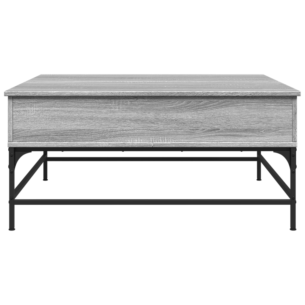 sofabord 95x95x45 cm konstrueret træ og metal grå sonoma-eg