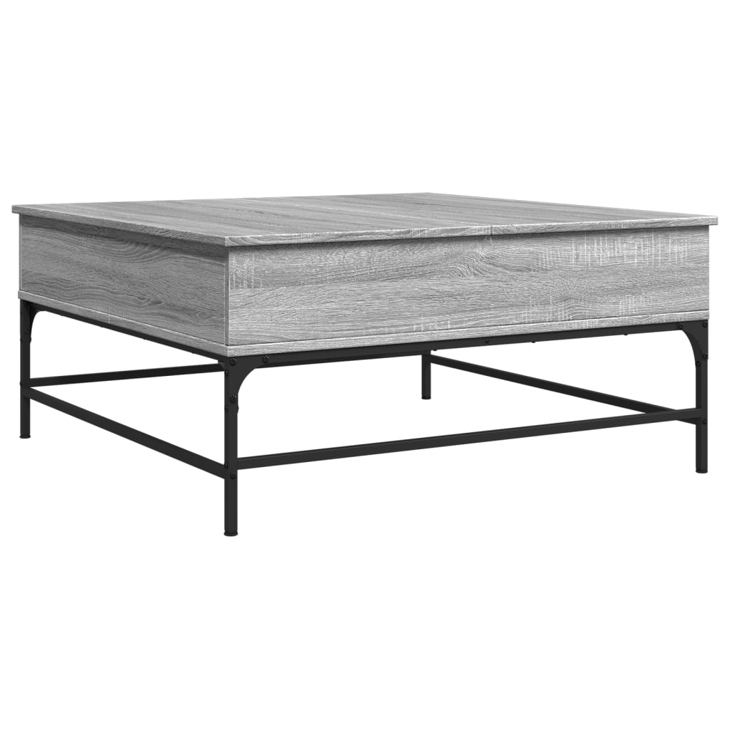 sofabord 95x95x45 cm konstrueret træ og metal grå sonoma-eg