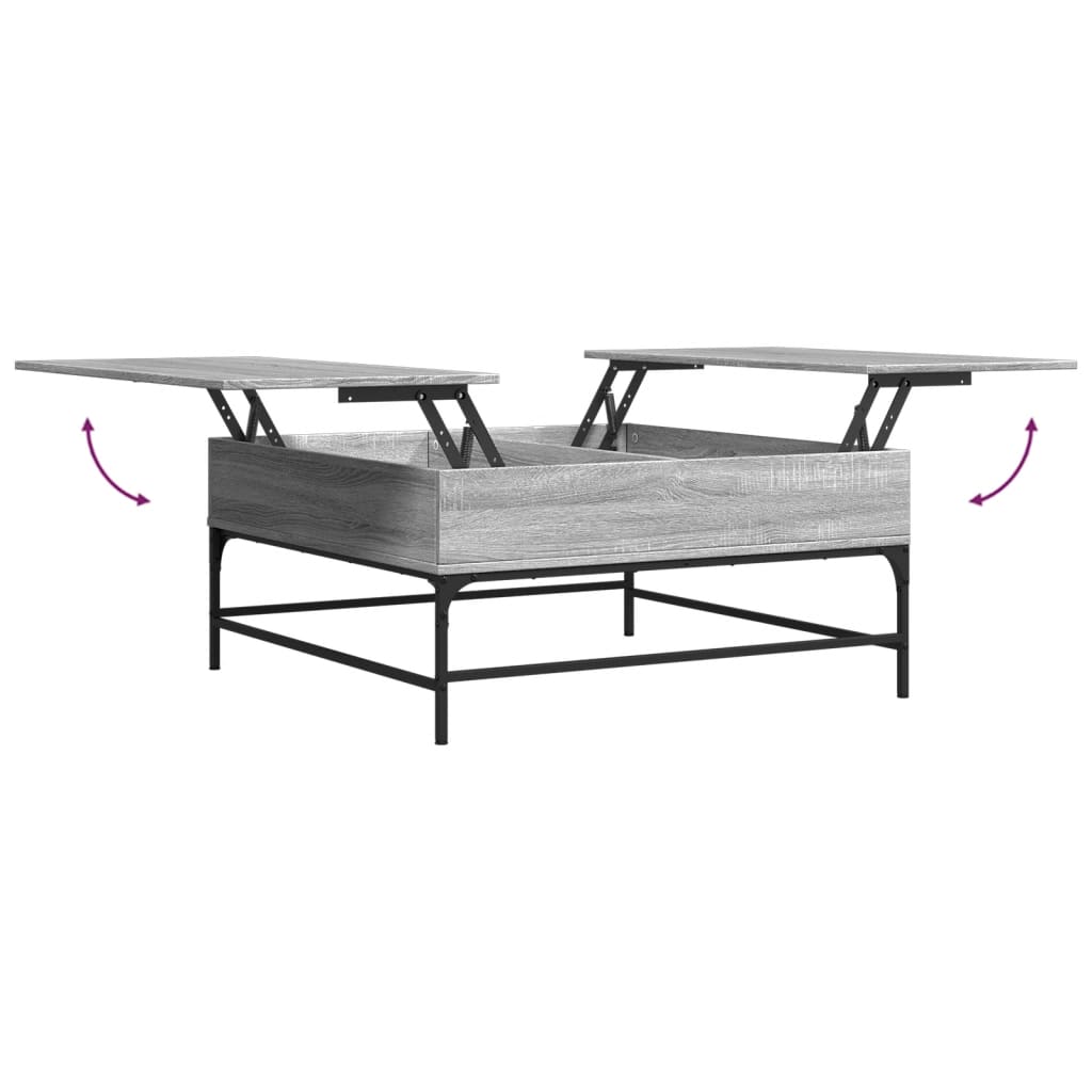 sofabord 95x95x45 cm konstrueret træ og metal grå sonoma-eg