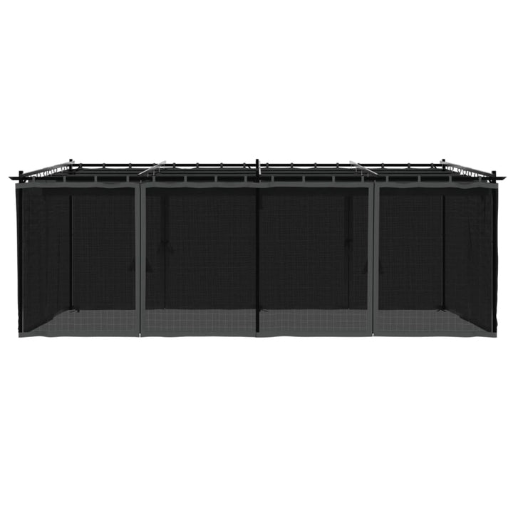 pavillon 6x3 m mesh-vægge stål antracitgrå