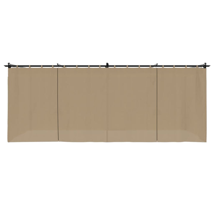 pavillon 6x3 m med gardiner stål gråbrun
