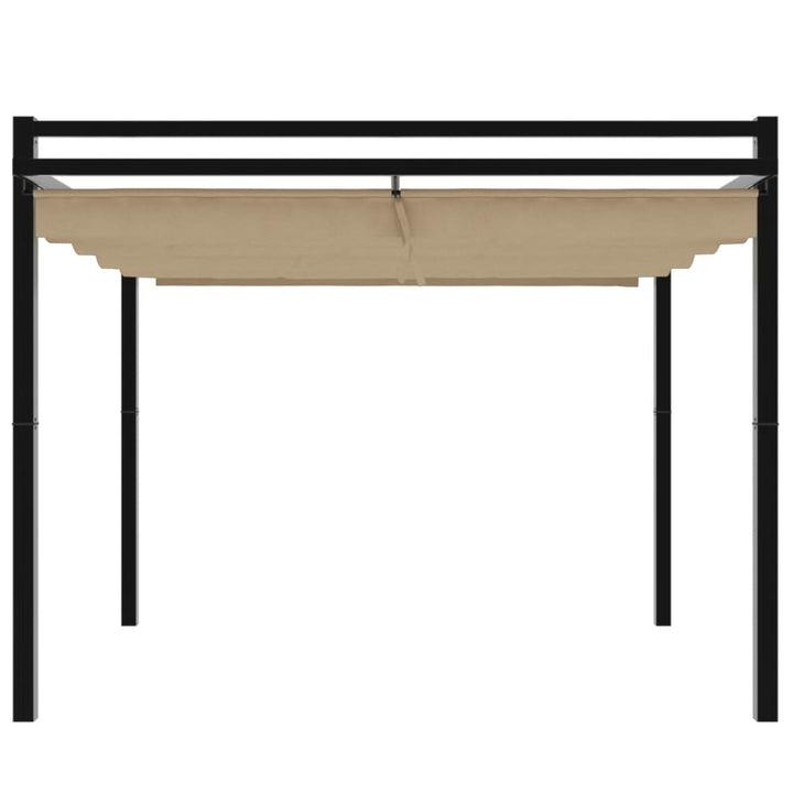 pavillon med sammenrulleligt tag 3x3 cm aluminium gråbrun