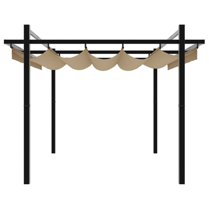pavillon med sammenrulleligt tag 3x3 cm aluminium gråbrun