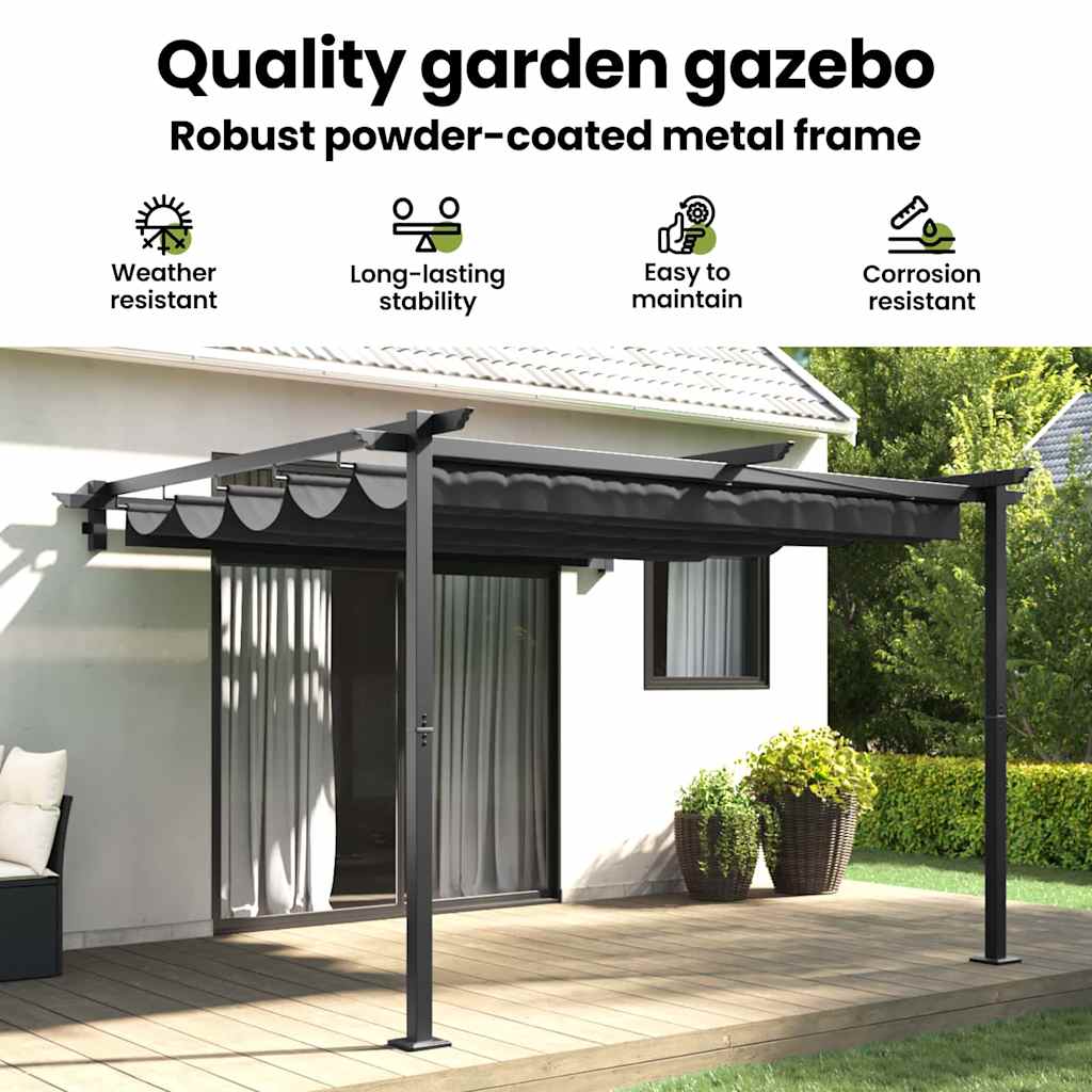 Pavillon 300 x 300 x 200 cm Antracit Polyester
