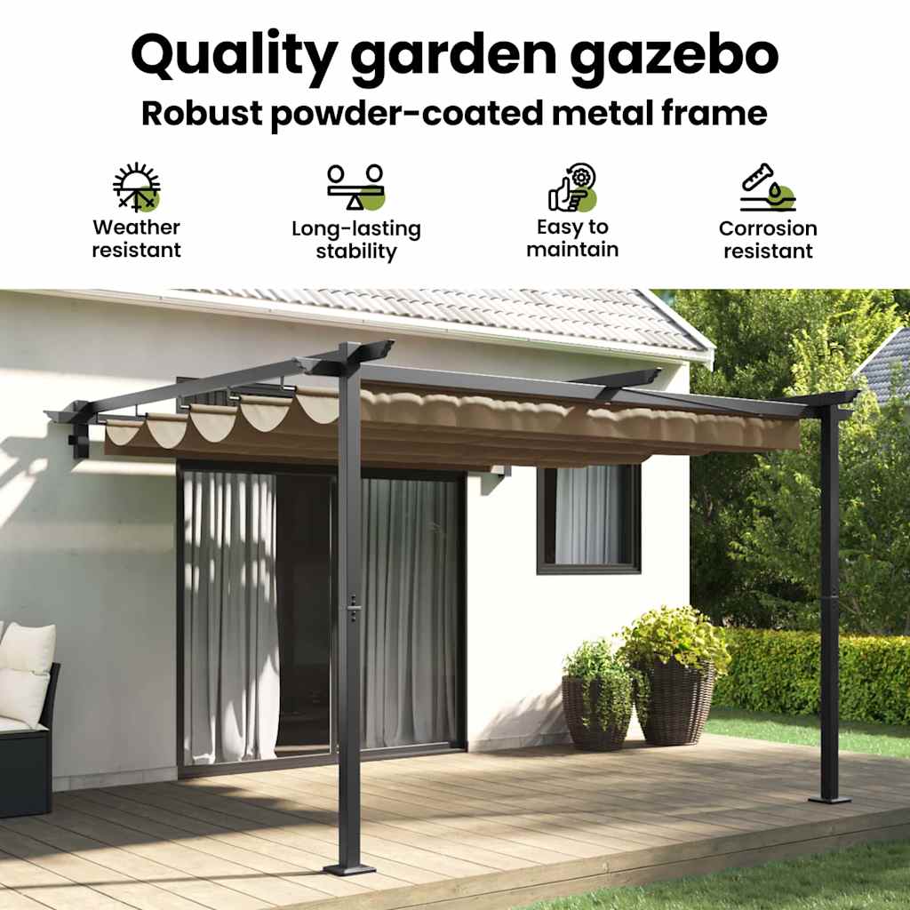 Pavillon 300 x 300 x 200 cm Gråbrun Polyester