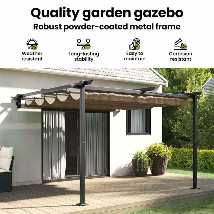 Pavillon 300 x 300 x 200 cm Gråbrun Polyester