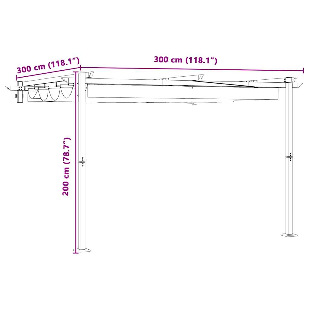 Pavillon 300 x 300 x 200 cm Gråbrun Polyester