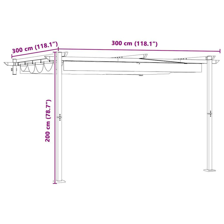 Pavillon 300 x 300 x 200 cm Gråbrun Polyester