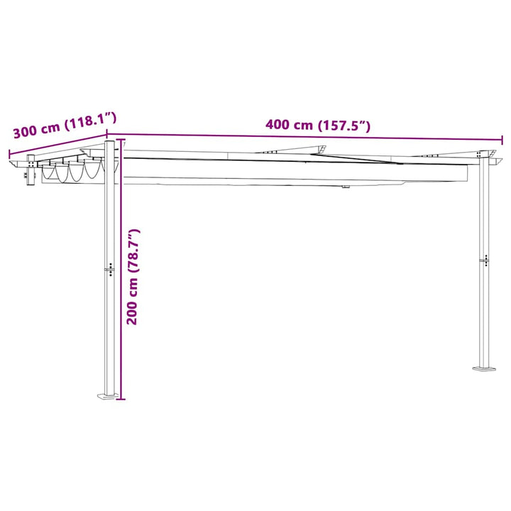 Pavillon 400 x 300 x 200 cm Antracit Polyester