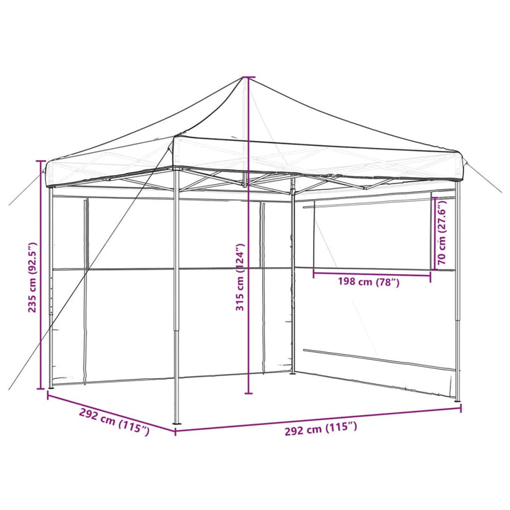 foldbart pop up-festtelt med 2 sidevægge gråbrun