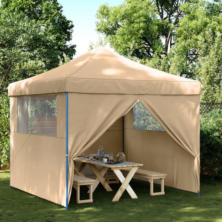foldbart pop-up festtelt med 4 sidevægge beige