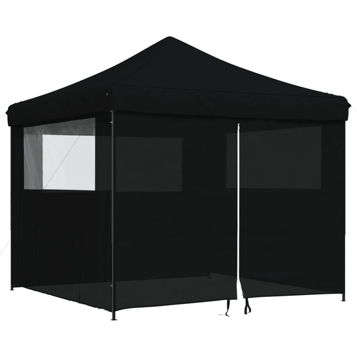 foldbart pop-up festtelt med 4 sidevægge sort